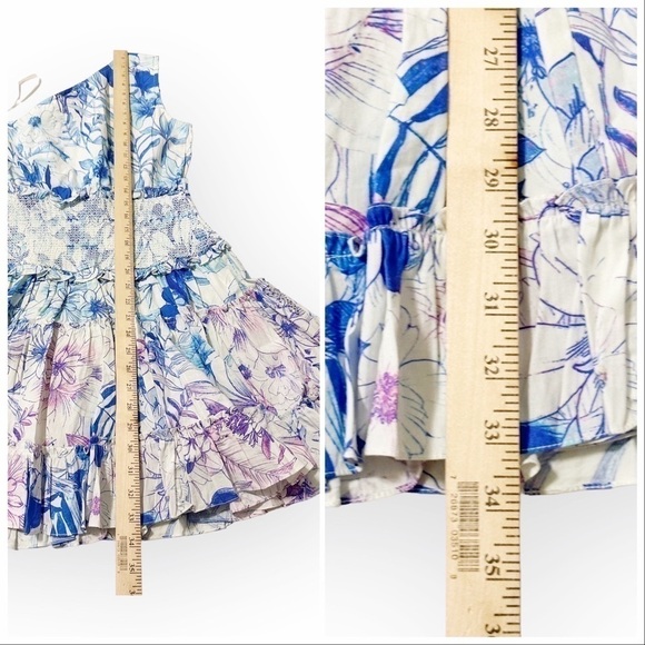 NWT Rococo Sand Amaya One Shoulder Floral Print Mini Dress, Size S, Color Blue - Picture 16 of 16